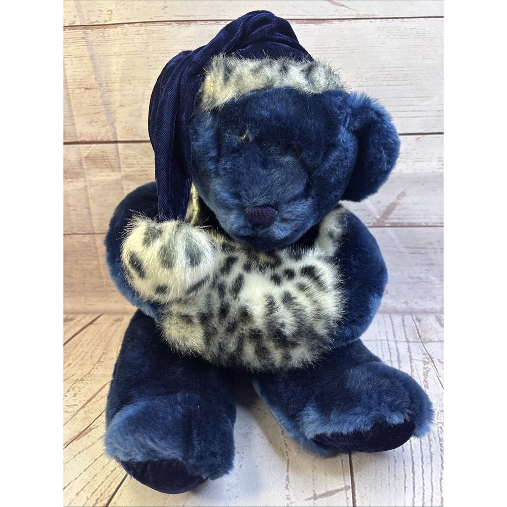 VTG Dan Dee Teddy Bear Plush Blue Winter Christmas Stuffed Animal DanDee Blue